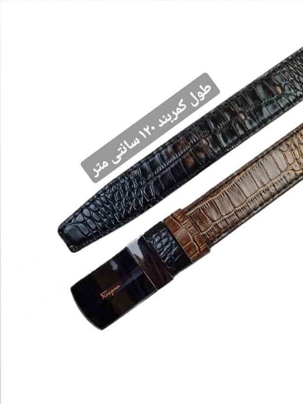 کمربند مردانه دورویه/ چرم طبیعی گاوی اعلای تبریز/ با سگک چرخشی پلاکی/ دستدوز/ قهوه ای/ مشکی/ سرمه ای/ جِی چرم تبریز